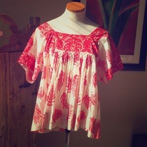Anthropologie Red and White Blouse
